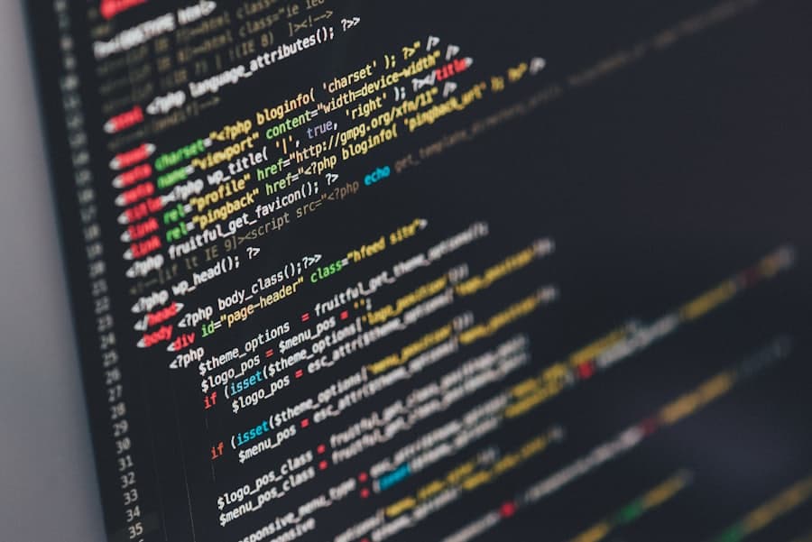 Source code on a dark screen